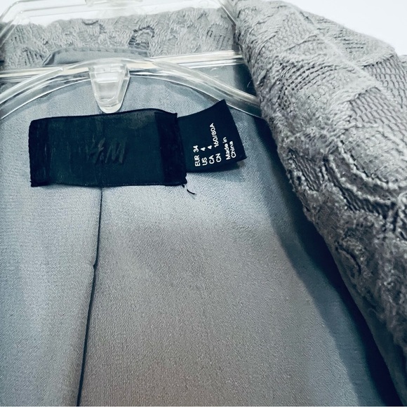 H & M Floral Lace Gray Jacket Blazer size EUR 34 US XS - Picture 6 of 9